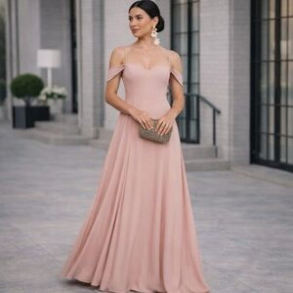 Reformation Poppy off the shoulder dress in Blush size 8 NWT